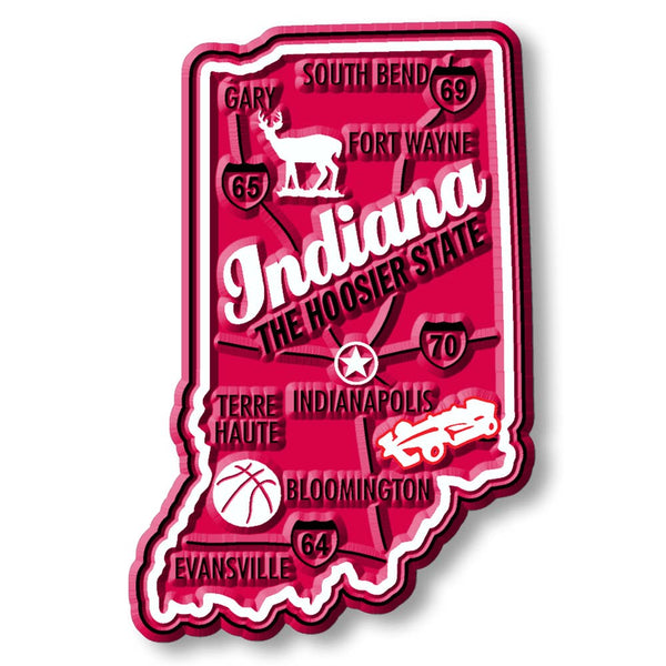 Indiana Premium State Magnet - Red/White