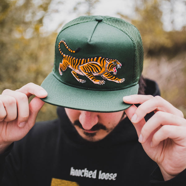 Tiger Traditional Tattoo - Green Trucker Hat