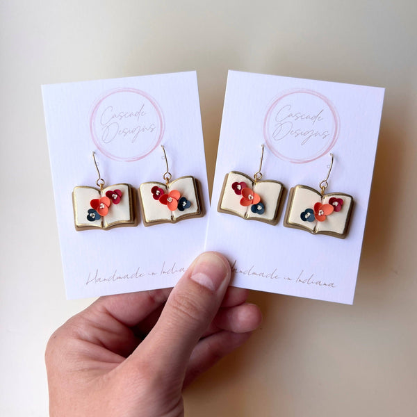 The Fall Page - Autumn Floral Book Earrings