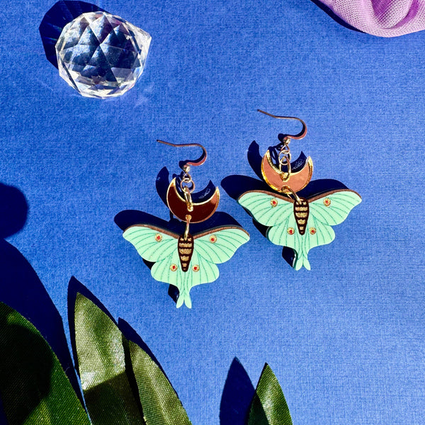 Lunar Moths - Acrylic Earrings