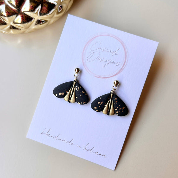 The Flitter - Gold Sparkle Moth Earrings