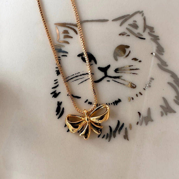 Adora-Bow Necklace - Gold