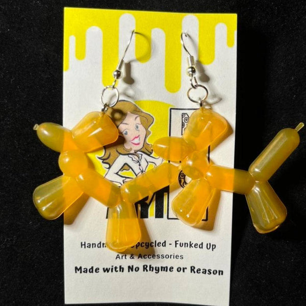 Balloon Animal Upcycled Earrings - Orange