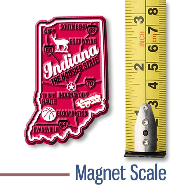 Indiana Premium State Magnet - Red/White