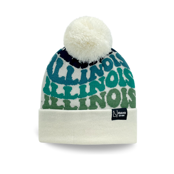 Illinois Pom Pom Beanie - Cool Colors