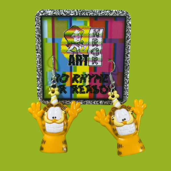 Garfield Birthday Upcycled Earrings