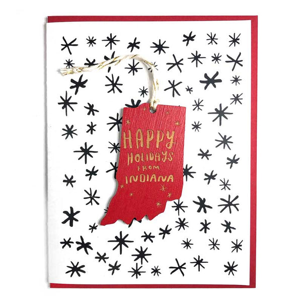 Happy Holidays From Indiana Ornament & Card - Red