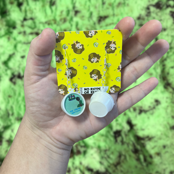 Ice Cream Pint Upcycled Earrings - Mint