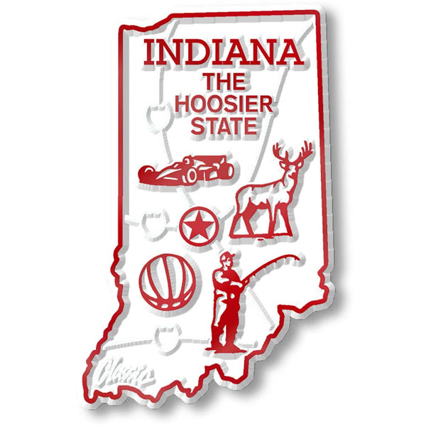 Indiana Small State Magnet - White/Red