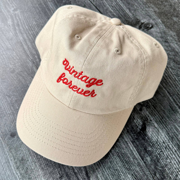 Vintage Forever Embroidered Baseball Cap - Khaki