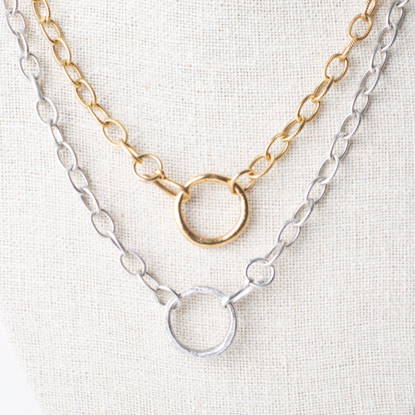 Charm Bar Organic Circle Necklace - Gold/Silver