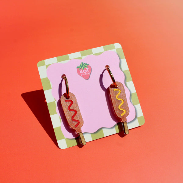 Corndogs - Acrylic Earrings