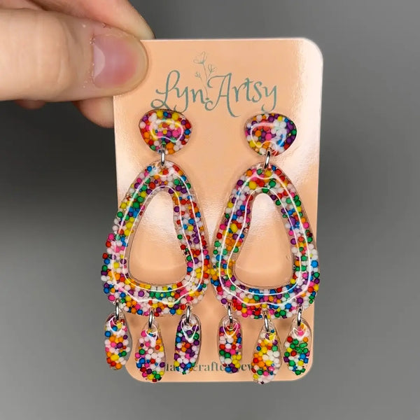Sprinkle Resin Earrings - Large Dangles - River City Coffee and Goods 
