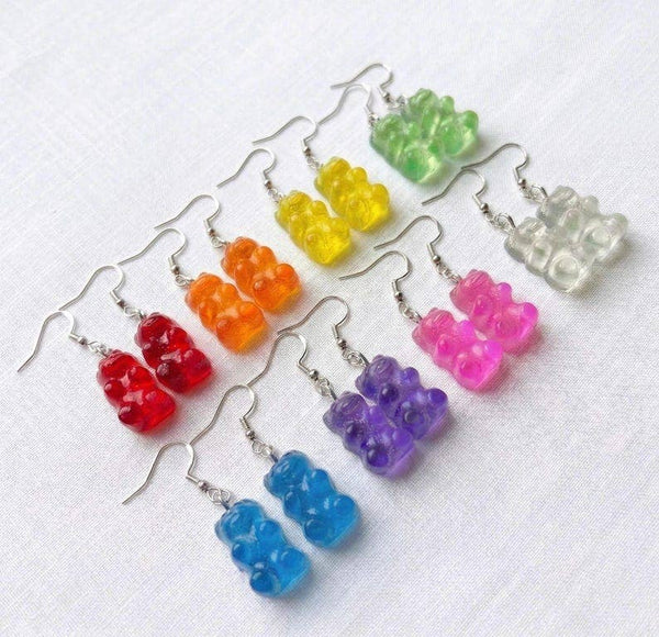 Handmade Gummy Bear Resin Dangle Earrings