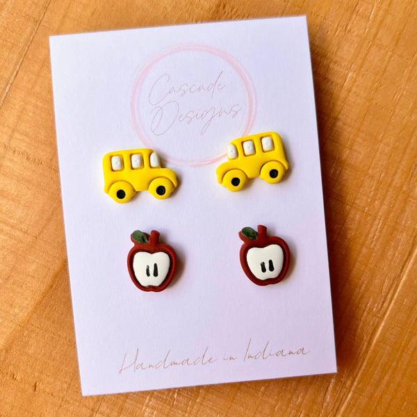 The Teacher - School Clay Earring Studs Set