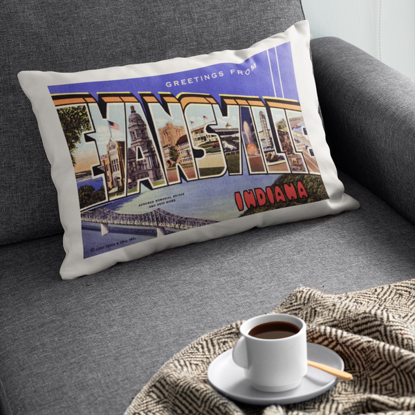 Evansville Indiana Vintage Postcard Decorative Throw Pillow
